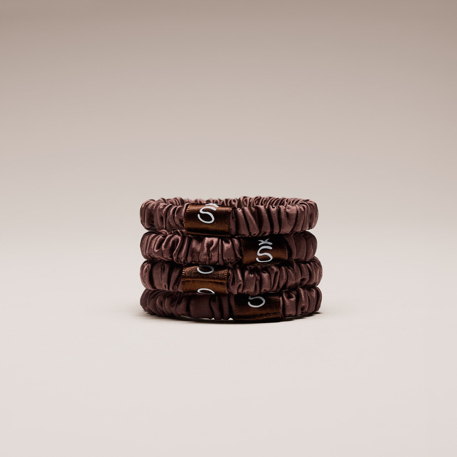 Coletero de seda pequeño (pack 4) - Marrón chocolate